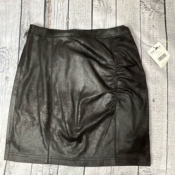FREE PEOPLE Faux Suede Rumi Ruched Mini Skirt - Picture 1 of 6